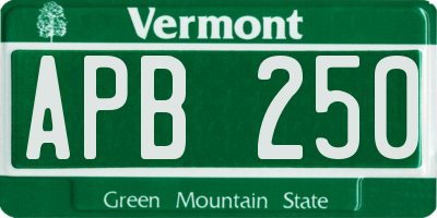 VT license plate APB250