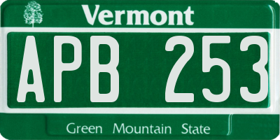 VT license plate APB253