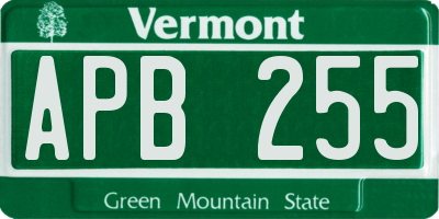 VT license plate APB255