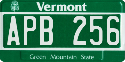 VT license plate APB256