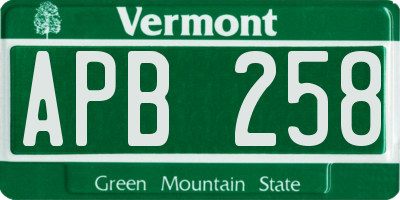 VT license plate APB258