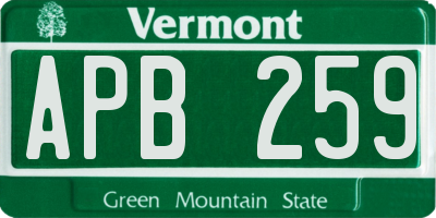 VT license plate APB259
