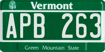 VT license plate APB263