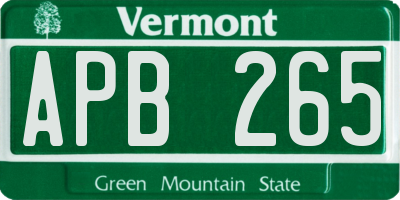 VT license plate APB265