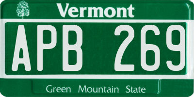 VT license plate APB269
