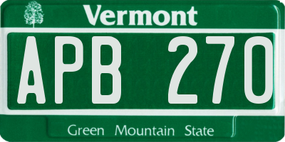VT license plate APB270
