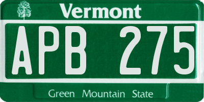 VT license plate APB275