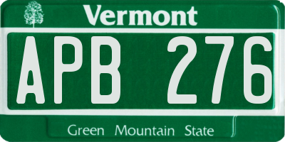 VT license plate APB276