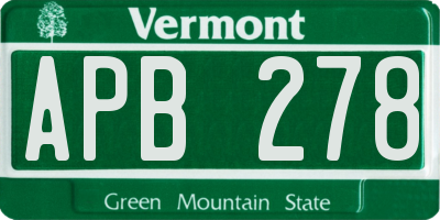 VT license plate APB278