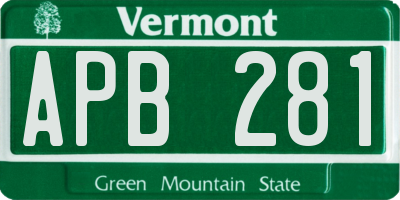 VT license plate APB281