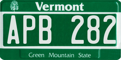 VT license plate APB282
