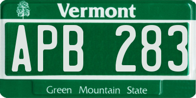 VT license plate APB283