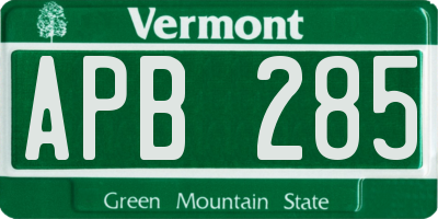 VT license plate APB285