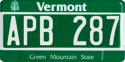 VT license plate APB287