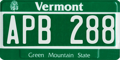 VT license plate APB288
