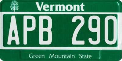 VT license plate APB290