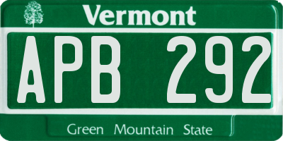 VT license plate APB292