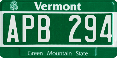 VT license plate APB294