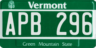 VT license plate APB296