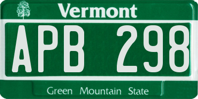 VT license plate APB298