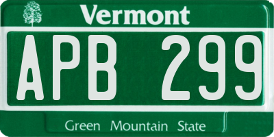 VT license plate APB299