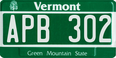 VT license plate APB302