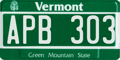 VT license plate APB303