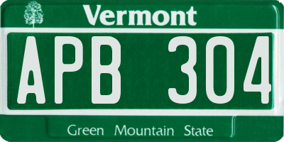 VT license plate APB304