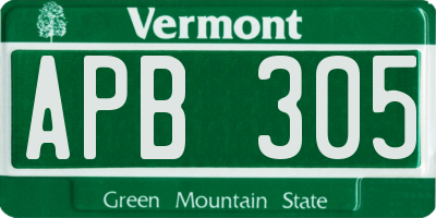 VT license plate APB305