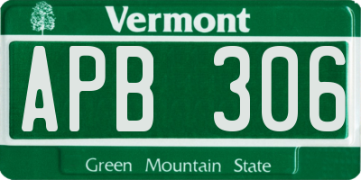 VT license plate APB306