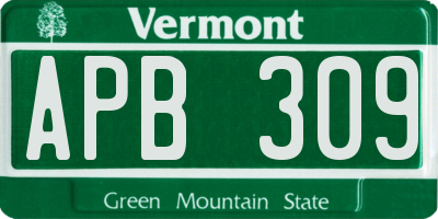VT license plate APB309