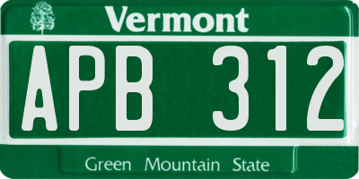 VT license plate APB312