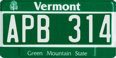 VT license plate APB314