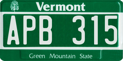 VT license plate APB315