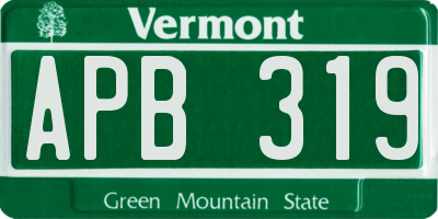 VT license plate APB319