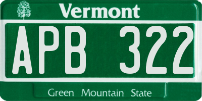 VT license plate APB322