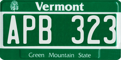 VT license plate APB323
