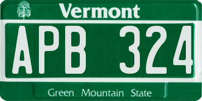 VT license plate APB324