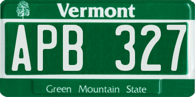 VT license plate APB327