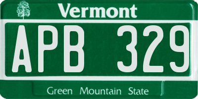 VT license plate APB329