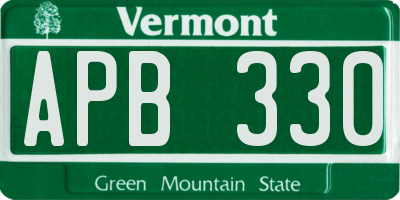 VT license plate APB330