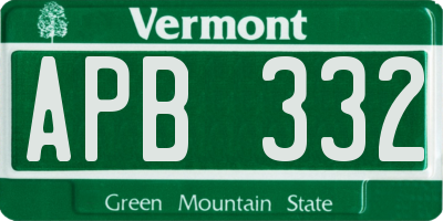 VT license plate APB332