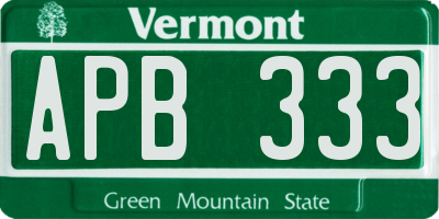 VT license plate APB333
