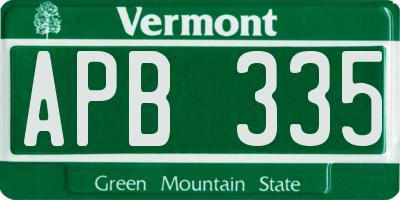 VT license plate APB335