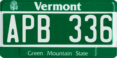 VT license plate APB336