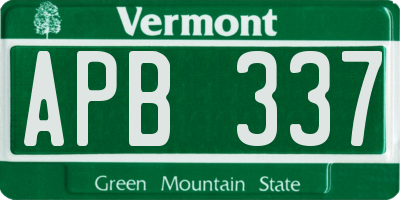 VT license plate APB337