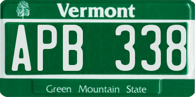 VT license plate APB338
