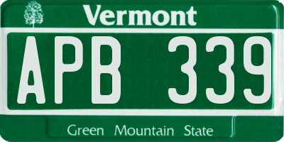 VT license plate APB339