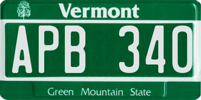VT license plate APB340