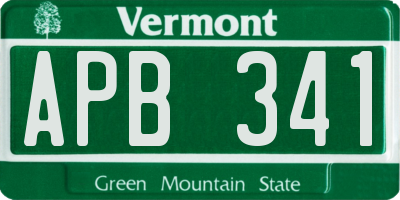 VT license plate APB341